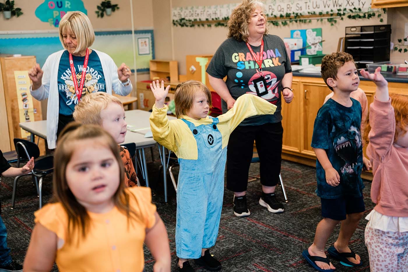 Children participating in classroom activities.