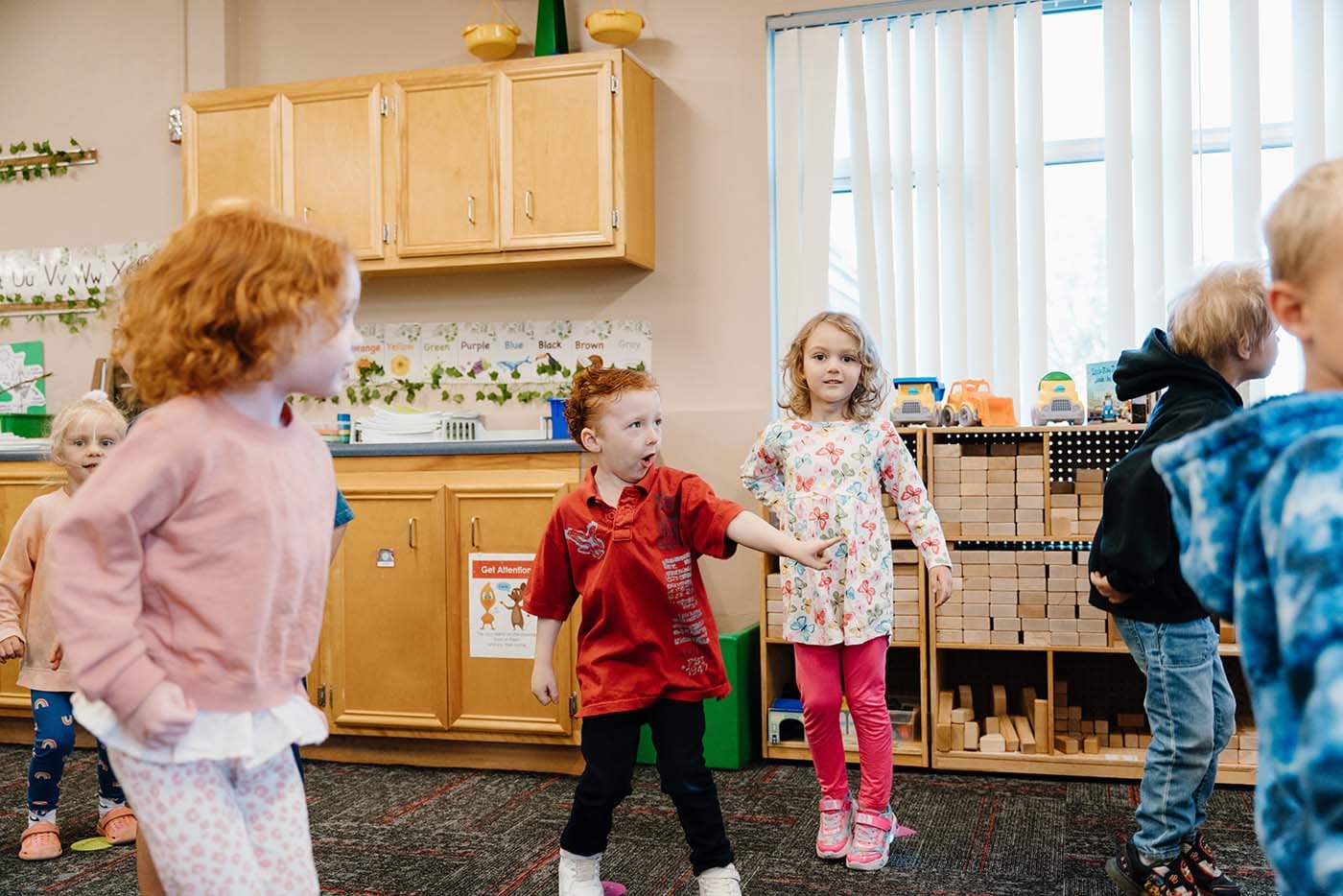Children participating in classroom activities.