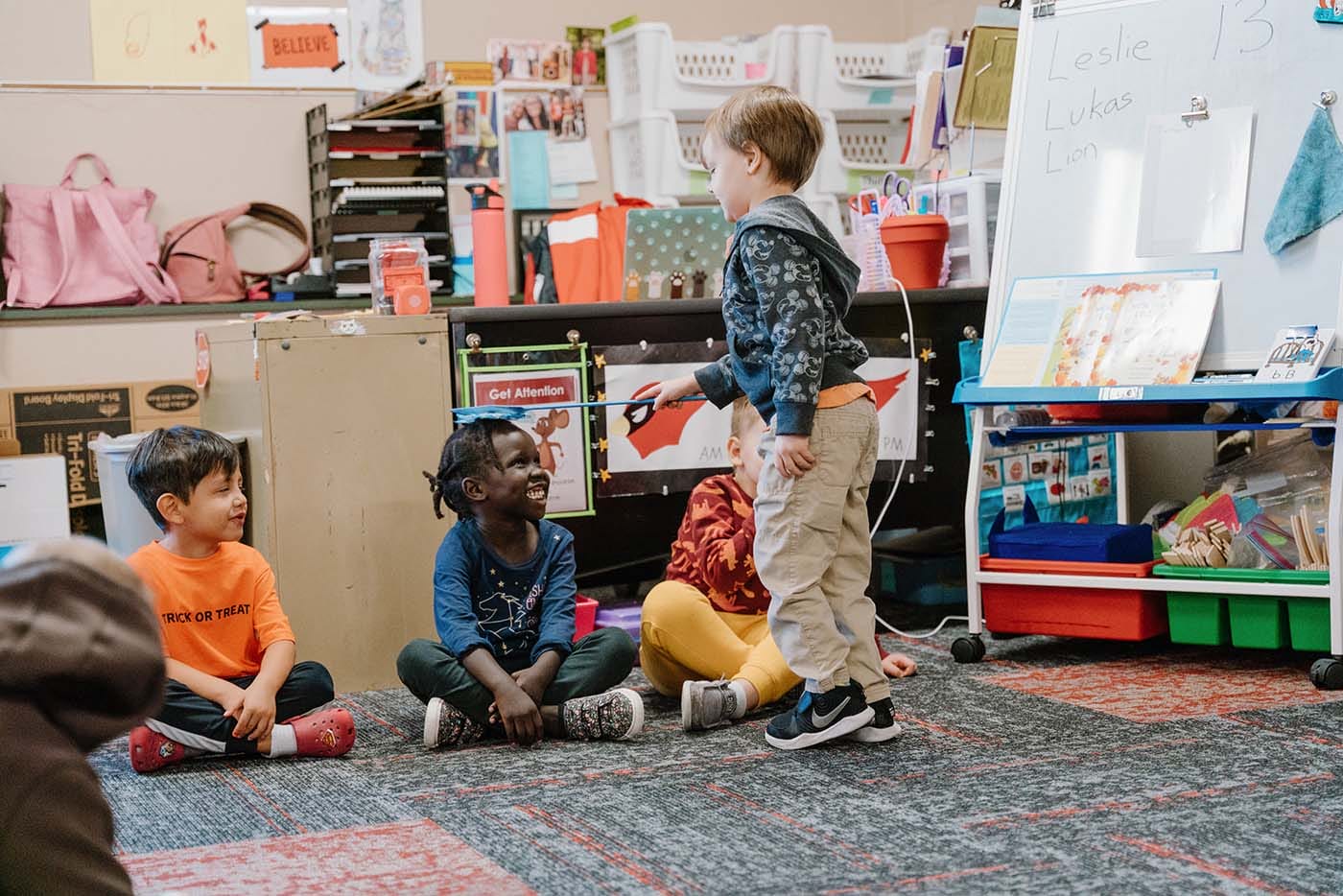 Children participating in classroom activities.